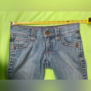 LOW RISE FRANKIE B  VINTAGE Y2K DISTRESSED FRAYED Blue JEANS SIZE 25